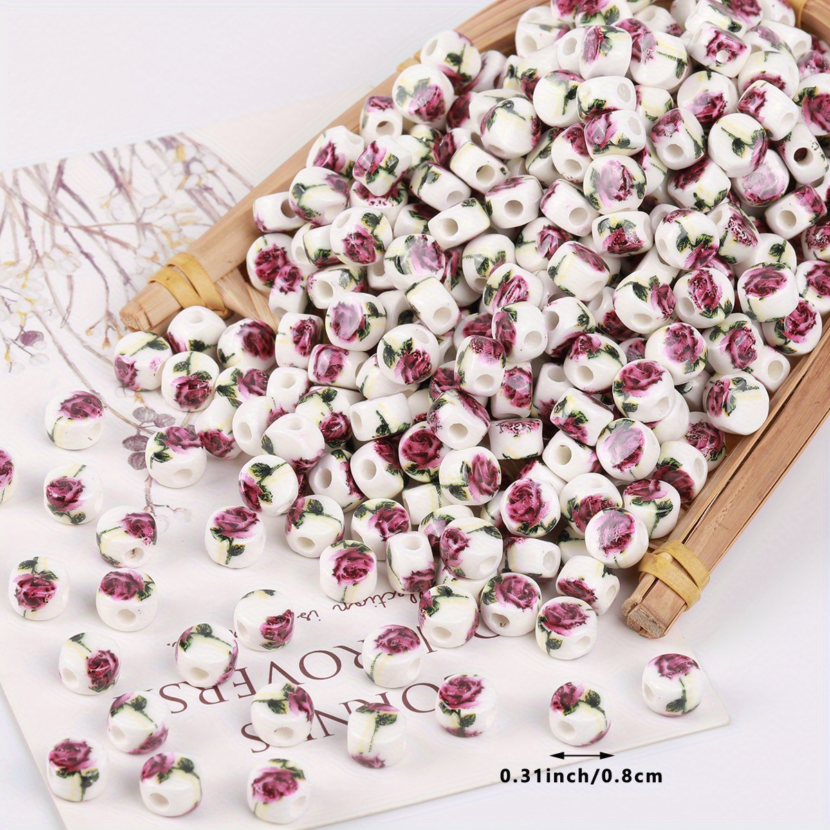 50pcs Random Ceramic Beads for DIY Hand-Woven Bracelet Necklace